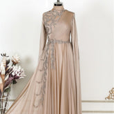 Champagne Muslim Evening Dress Formal Party